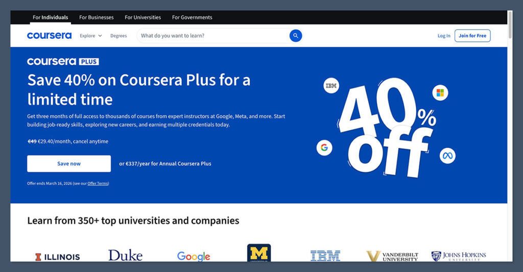 Coursera Homepage