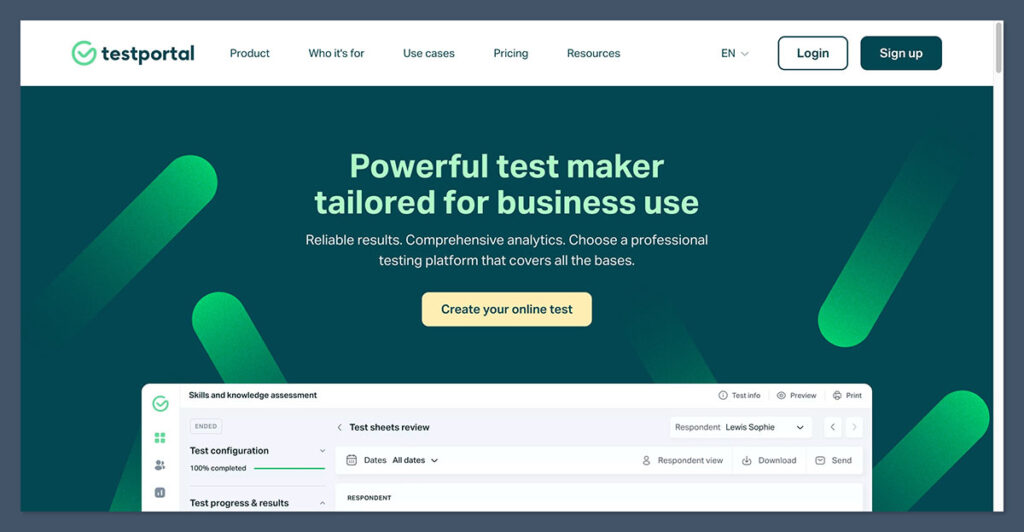 Testportal Homepage