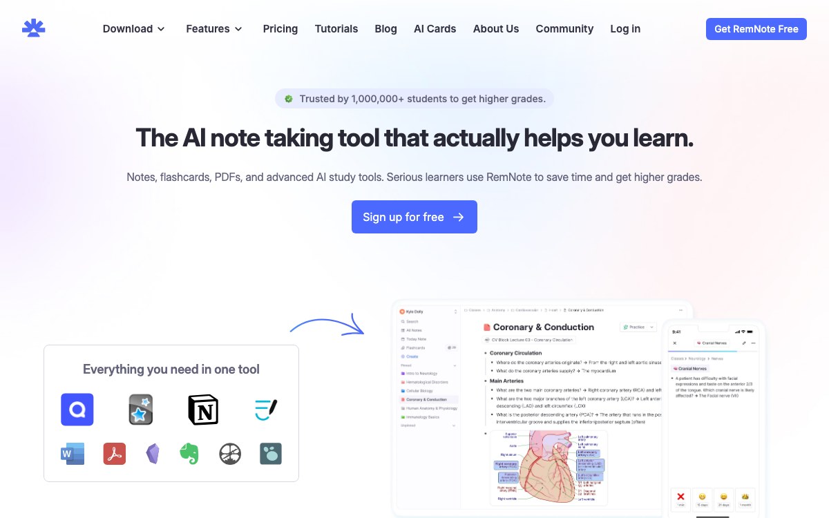 RemNote homepage