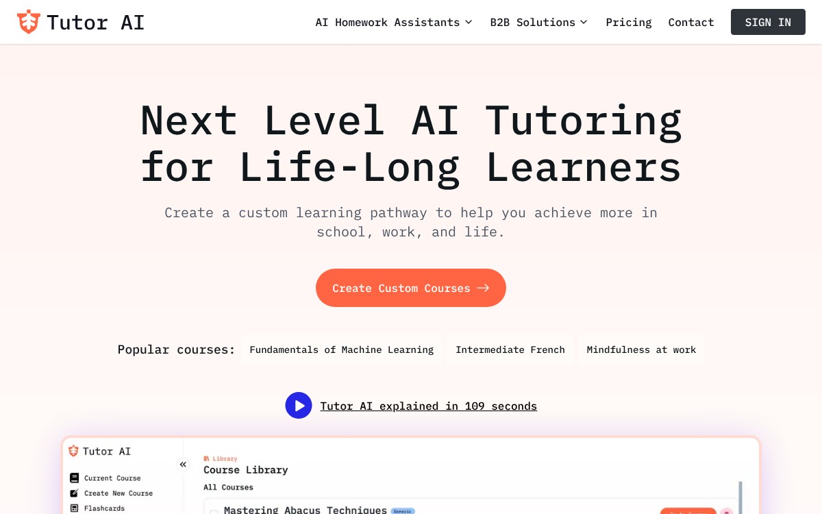 Tutorai.me homepage